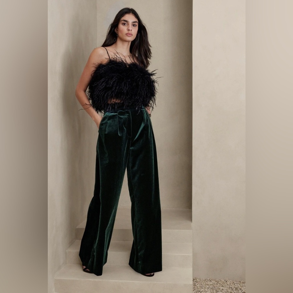 Banana Republic Dark Green Wide Leg Pants
